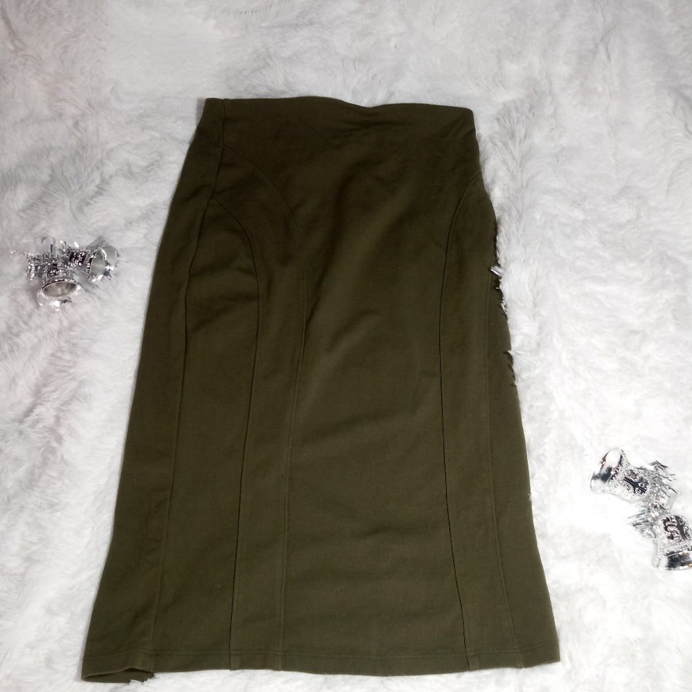 Olive green pencil skirt